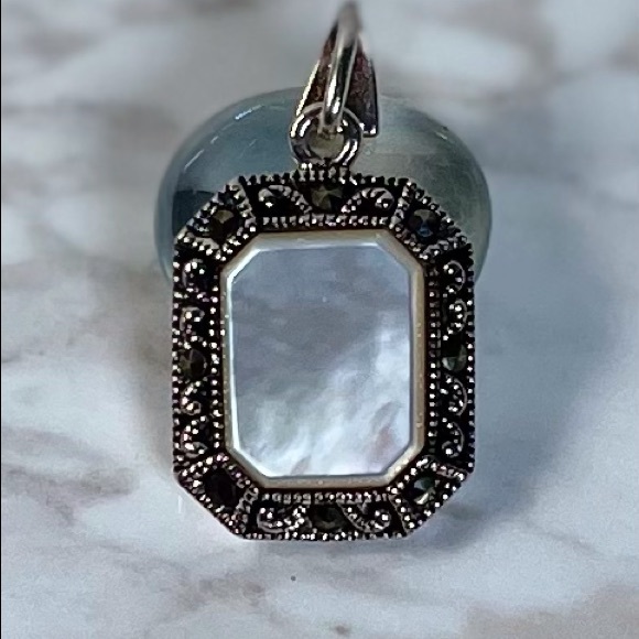 Jewelry - Vintage Sterling Mother of Pearl and Marcasites Pendant